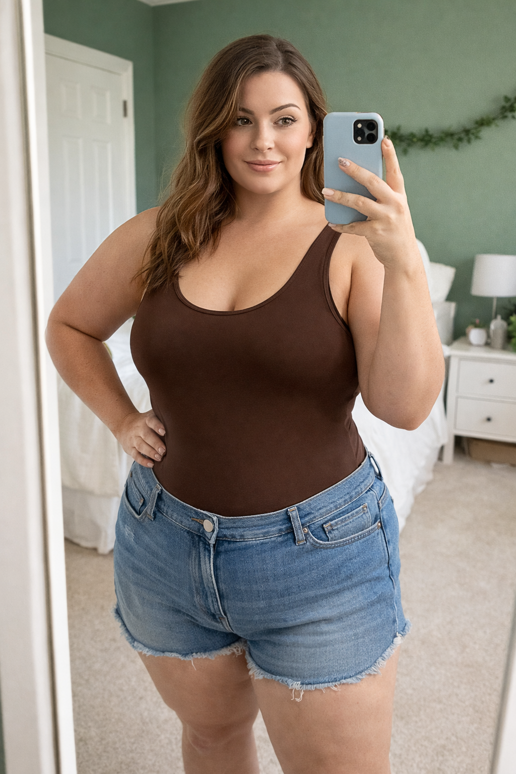 CurveLux Seamless Bodysuit (Brown)